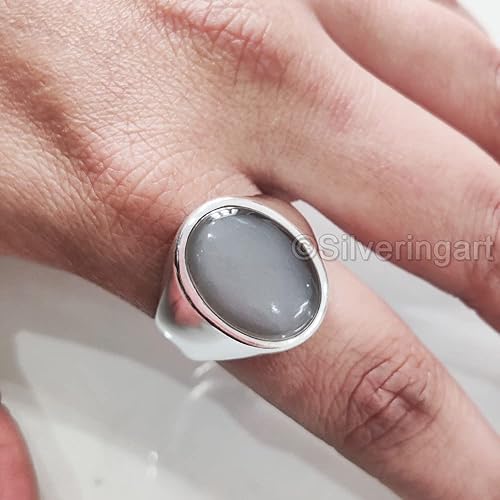 Miniatura 8 de Grey Moonstone Ring, Silver Jewelry, 925 Silver Ring, Anniversary Gift, Natural Grey Moonstone, June Birthstone Ring, Heavy Mens Ring, Spiritual