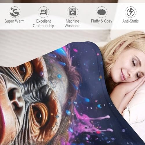 Couverture singe en polaire flannel douce et moelleuse pour lit 150x200cm - 4
