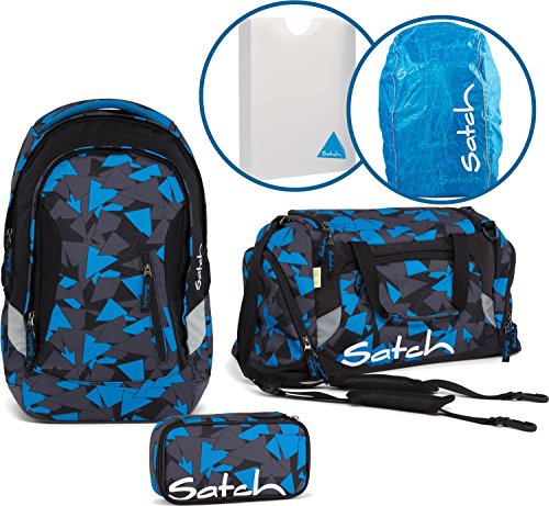 Preisvergleich Produktbild Satch Schulrucksack-Set 5-tlg Sleek Blue Triangle 9D6 dreiecke blau