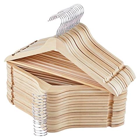 ROSOS Kleiderbügel Holz, 30 Stück Solide Starke Kleiderbügel Cover