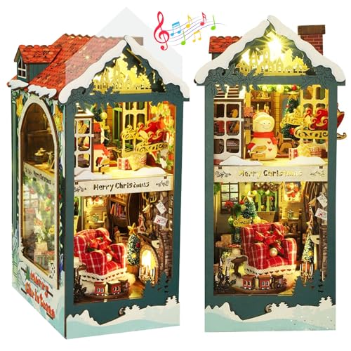 fifijoy Christmas Book Nook Kit - DIY Miniature House Dollhouse Kit for Adults and Teens, Booknook...