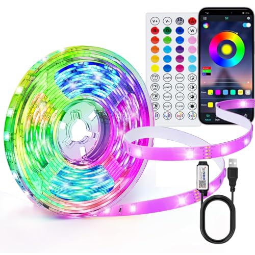 Liwqolx LED Strip Lights 10M, Smart App Control Music Sync Color Changing RGB Led Light Strips with Remote, Flexible Led Lights for Bedroom Home Decoration