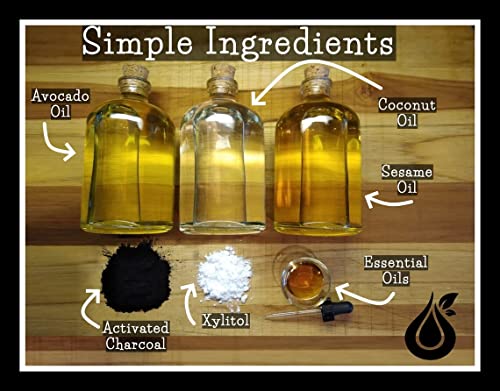 Coconut/Avocado/Sesame Oil Mouthwash, Sweet & Delicious, with Charcoal & Xylitol for Oil Pulling, 16 oz Black Oil Mouthwash (Peppermint)