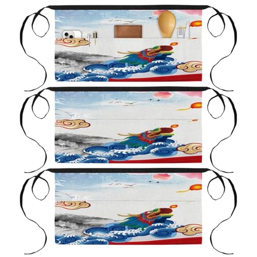 Tablier pour cuisine et pâtisserie avec motif dragon chinois