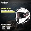 Royal Enfield SPEEDX Full FACE Blitz with Sun Visor & aerodynamic Spoiler | Certification: ISI & DOT | Liner: Dual EPS Expanded Polystyrene| UV Treated Surface | Polygiene Fabric Off-White (M) 58 CM
