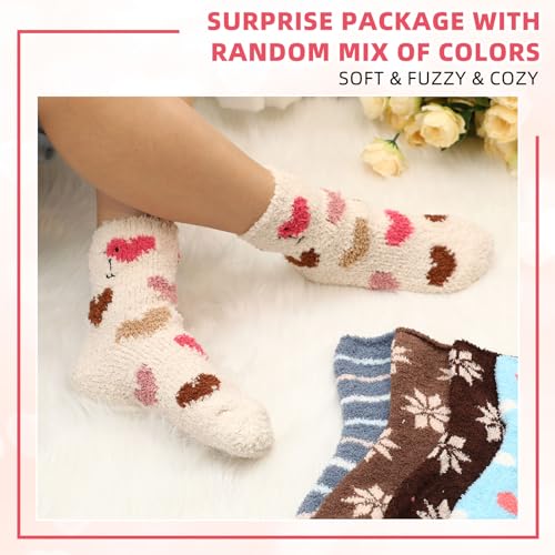 Suhine 100 Pcs Bulk Women's Fuzzy Plush Slipper Socks - Warm Winter Soft Fluffy Assorted Bed Comfy Sleep Socks for Women Girls Home Gift4