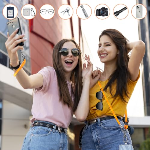 Auleep Universal Cell Phone Lanyard Crossbody, 2Pcs Adjustable Premium 8Mm Thick Rope Cell Phone Lanyard Strap & Wrist Strap For Women And Men, 2 Clear Phone Lanyard Patches For All Smartphones,Orange thumb #6