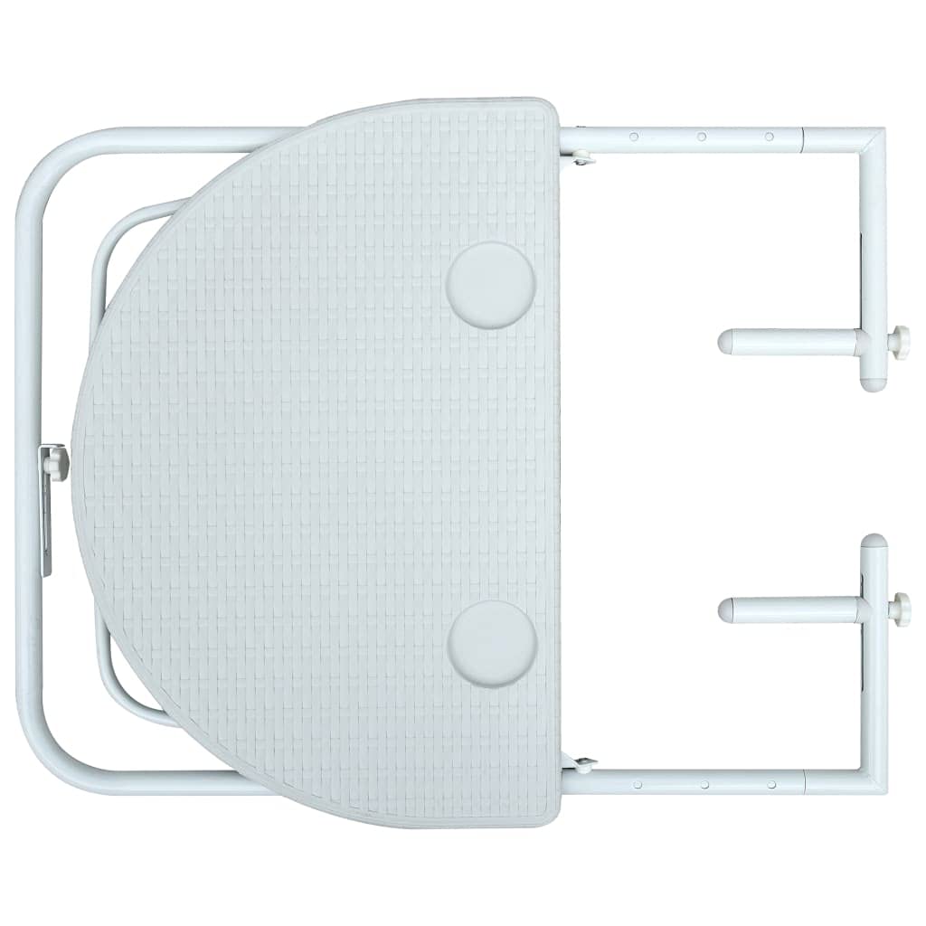Tavolo da Balcone Pensile Bianco 60x64x83,5cm Plastica Rattan,Tavolino da Balcone Pieghevole, Tavolo da Appendere per Giardino, Terrazza, Cortile, Tavolino da Esterno