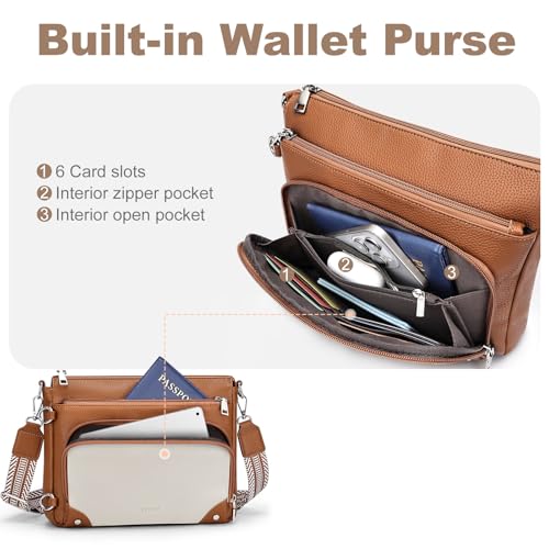 Image of SYTRAH Anti-Theft Crossbody Purse for Women, Crossbody Shoulder Bag with Built-in Wallet & RFID Blocking for Travel Workout