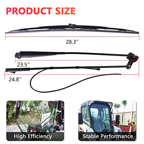 Mikoda Windshield Wiper Arm & Wiper Blade Kit 7251263 7251264 Compatible With Bobcat Loader T450 T550 T590 T595 T630 T650 T740 T750 T770 T870 A770 S450 S510 S530 S550 S570 S590 S595 S630 S650 S740 #TOP2