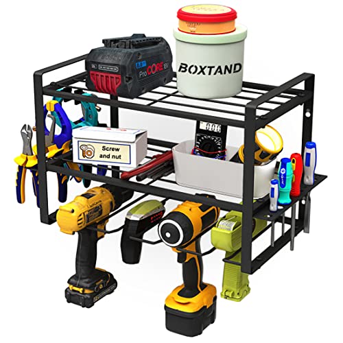 Boxtand Power Tool Organizer, Garage Tools Storage Holder, Hold Drill Wall Mount Utility Rack, 3 Layers Heavy Duty Metal Tool Shelf For Cordless Drill Charging Station Screwdriver Pliers