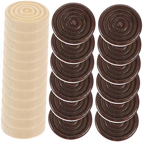 VICASKY 24pcs Round Wooden Chess Pieces for Educational Game Pieces Large Checkers Set for Boys and Girls Adults