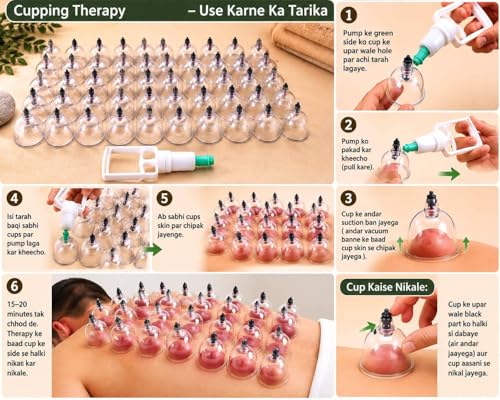 Image of Vacuum Cupping Therapy Set 36 Pcs - Cupping Kit for Pain Relief, Muscle Recovery, Body Massage & Blood Circulation - Portable Manual Therapy Cups with Magnetic Heads, Transparent Design