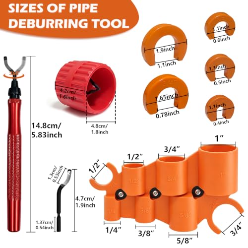 Image of 13 Pcs 1 /4-1 Inch Depth Gauge and Pipe Deburring Tool for Brass,PVC,PERT