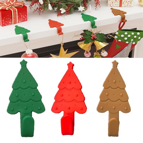 Zealoire Christmas Stocking Holders, 3 PCS Silicone Wrapped Metal Adhesive