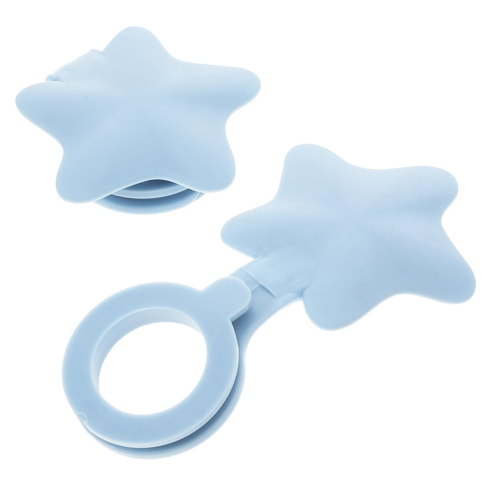 FONDOTIN 2pcs Star Shaped Silicone Bath Tub Drain Stopper Easy Install Cute Design for Bathroom Laundry Use Flat Cover for Hair Compatible with Drain Blue