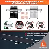 QuliMetal 7540 24.5 Inch Flavor Bars for Weber Genesis 300, E310 E320 S310 S320 EP/CEP 310 & 320 (with Side Control Panels), Porcelain Enameled Steel Heat Plates for Weber 3 Burner Grill Parts 7539