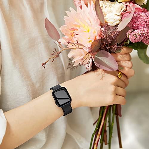 Image of Compatible with Apple Watch Band 41mm 40mm 38mm 49mm 45mm 44mm 42mm Women Girl, Black Lace Hollow-out Soft Silicone Sport Bands For iWatch Ultra SE Series 10 9 8 7 6 5 4 3 2, Black-42