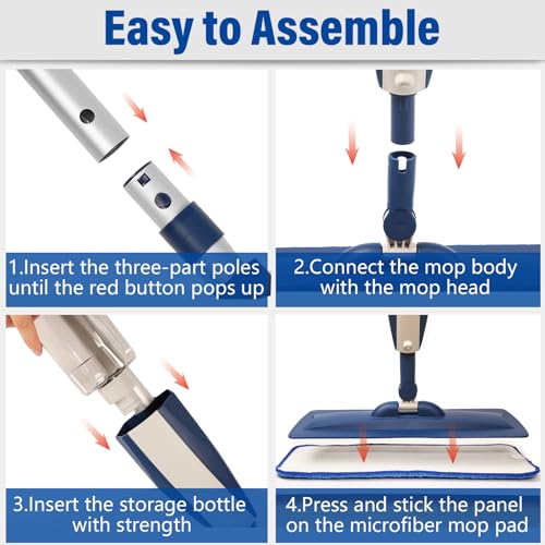Image of Microfiber Hardwood Floor Spray Mop with 3 Pads & Refillable Bottle | 400+ML refillable bottle, 360 swivel head, wet mopping & dry sweeping for hardwood, tile, laminate and sealed wood floors.