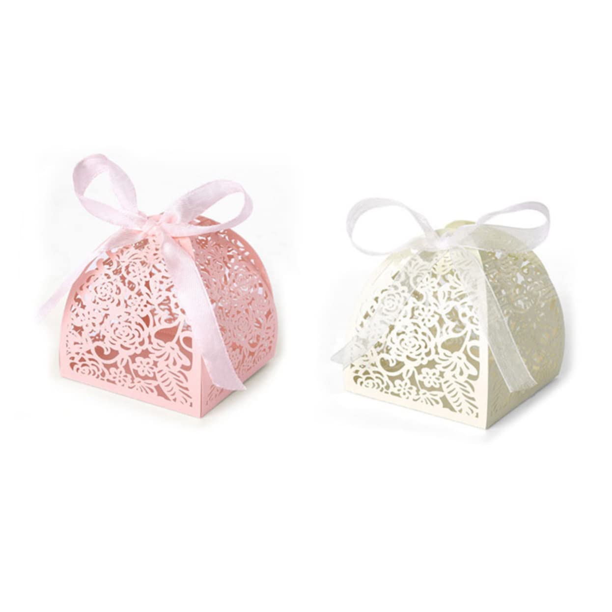 Abaodam 100pezzi Scatole Di Carta Forma Di Rosa Con Design Laserato Confezione Per Matrimonio Compleanno e Anniversari Per Portaconfetti e Regali Di Festa