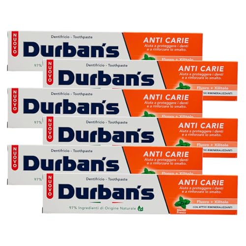 Dentifricio ANTI CARIE, Aiuta a Proteggere i Denti e a Rinforzare Lo Smalto. Gusto Menta Fresca, Fluoro + Xilitolo Con Attivi Rimineralizzanti 75ml (6 Unità)