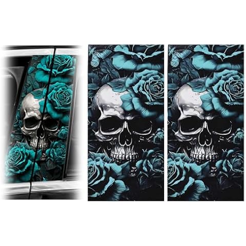 JSCARLIFE Skull Car B-Pillar Sticker, HD Printed PVC Waterproof Car Decals, Car Stickers Vinyl Self-Adhesive Side Strip Decal Cool Stickers (Skull Style 1) Cover