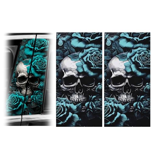 Image of JSCARLIFE Skull Car B-Pillar Sticker, PVC Waterproof Vinyl Decal for Door Center - Cool Skull Graphics for Car Window Side Door, Universal Fit SUV Truck, Personalized Vehicle Accessory