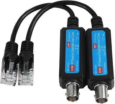 IP Network Coaxial Transmitter Receiver Extender Safe Transmission Cables for IP NVR Camera 1 Pair 10/100Mbps IP to Coaxial 2 Pair