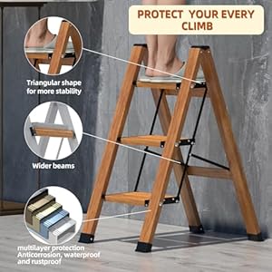 2stepladderfoldingstepstoolwithantislipsturdyandwidepedallightweight330lbsportablealuminumwoodgrainshelfforhouseholdandkitchenspacesaving Urban Country Home Decor 2 step ladder folding step stool with anti slip sturdy and wide pedal lightweight 330lbs portable aluminum woodgrain shelf for household and kitchen space saving urban country home decor