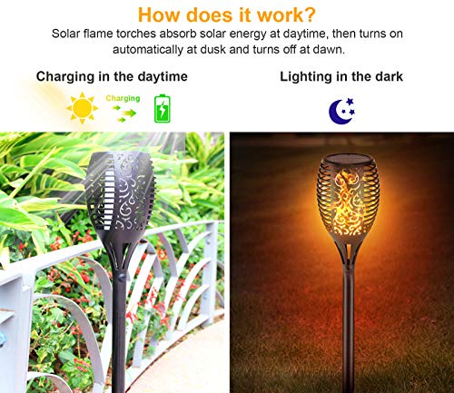 image for IDEER LIFE Solar Torch Lights, Waterproof Flickering Dancing Flames To