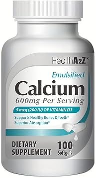 Emulsified Calcium 600mg per Serving, 100 softgels