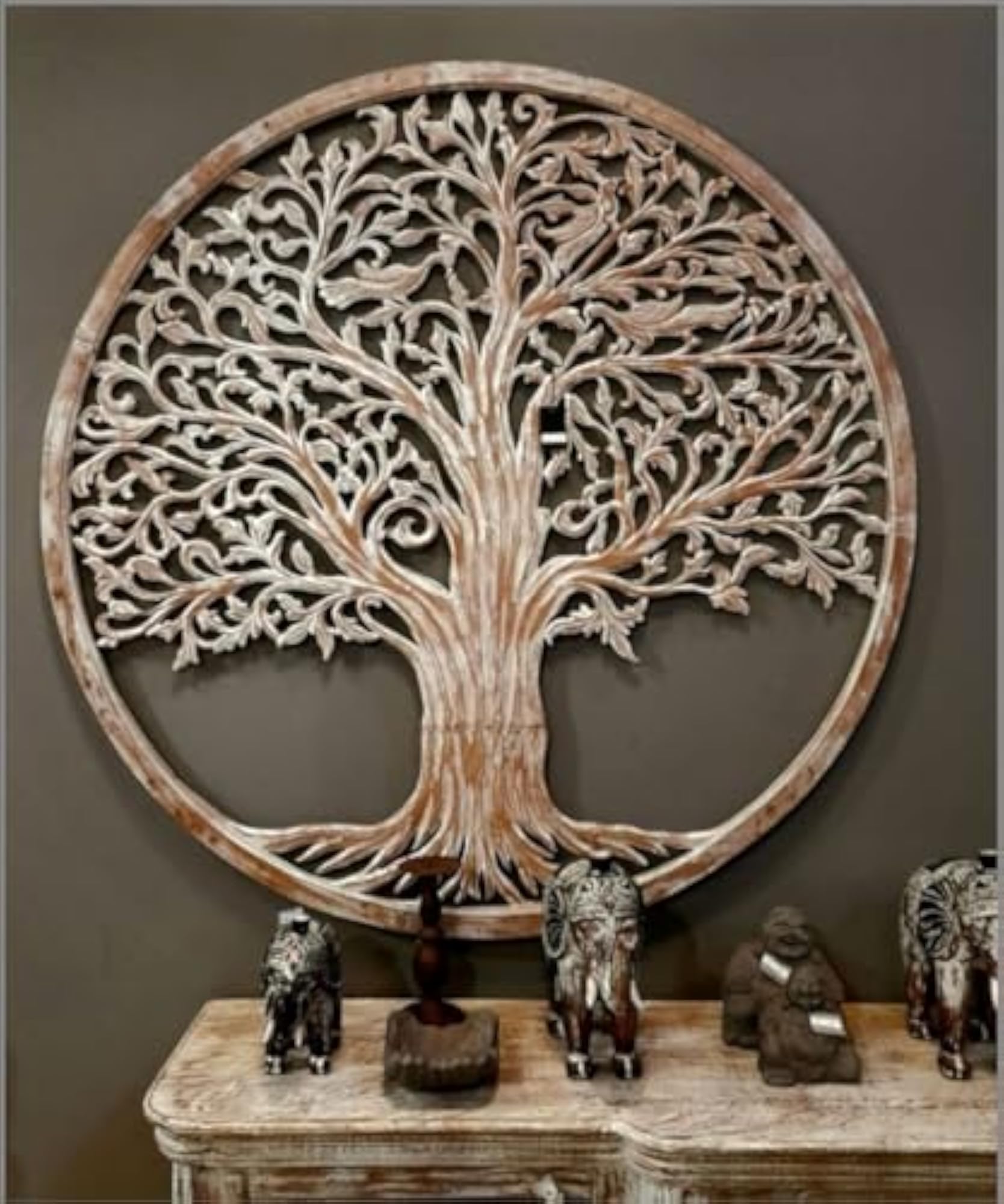 Creative Antique Bird Tree Wall Mirror Wooden Wall Decor