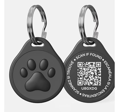 QR Code Dog Tag for Lost Pets – Waterproof PVC Paw Print ID Tag – Scannable Pet Name Tag for Dogs & Cats