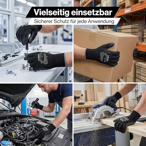 Uvex unipur 6639 Mechanikerhandschuh – sicherer Halt & hohe Flexibilität – Schwarz 08/M – Ansicht 6