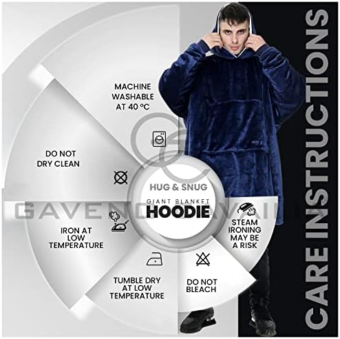 Fluffy Jumper Hug And Snug Hooded Blankets Fleece Wearable Blanket Oversized Stitch Hoody, Navy Hoodie With Pockets