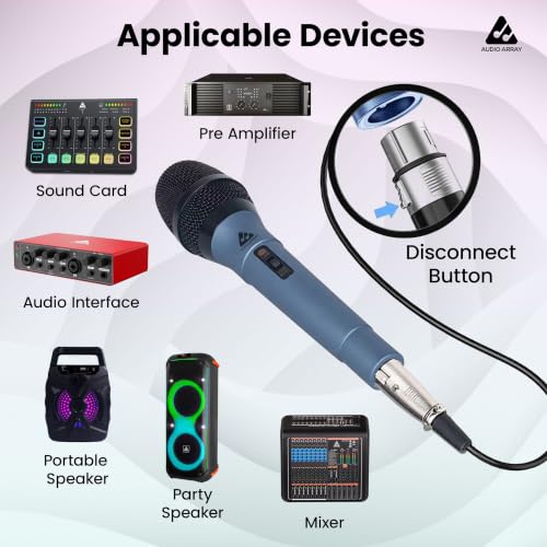 Image of Audio Array Dynamic XLR to TRS Microphone | 24Bit /48kHz | Cardioid Pickup | Metal Body & 14mm Diaphragm 3M Cable | for Podcast, Streaming, Vocal Recording & Studio Use | AM-C49