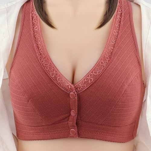 Sujetador de talla grande de algodón transpirable y cierre frontal sin aros 7