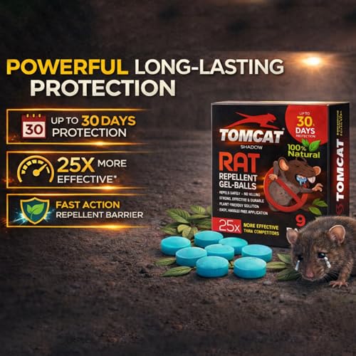 Image of Tom Cat Rat & Mouse Repellent Gel Balls | Herbal & Natural Formula | Long-Lasting 30 Days Protection |Eco-Friendly & Safe | For Home, Kitchen, Warehouse, Factory & Office | Pack of 9 |FORMULATION 30X