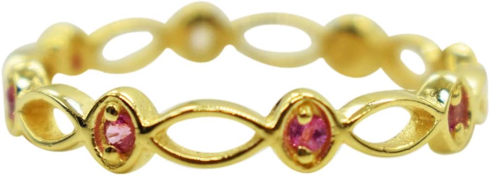 Genuine Pink Sapphire Elegant Design Handmade 925 Sterling Silver with Gold Plated Antique Ring