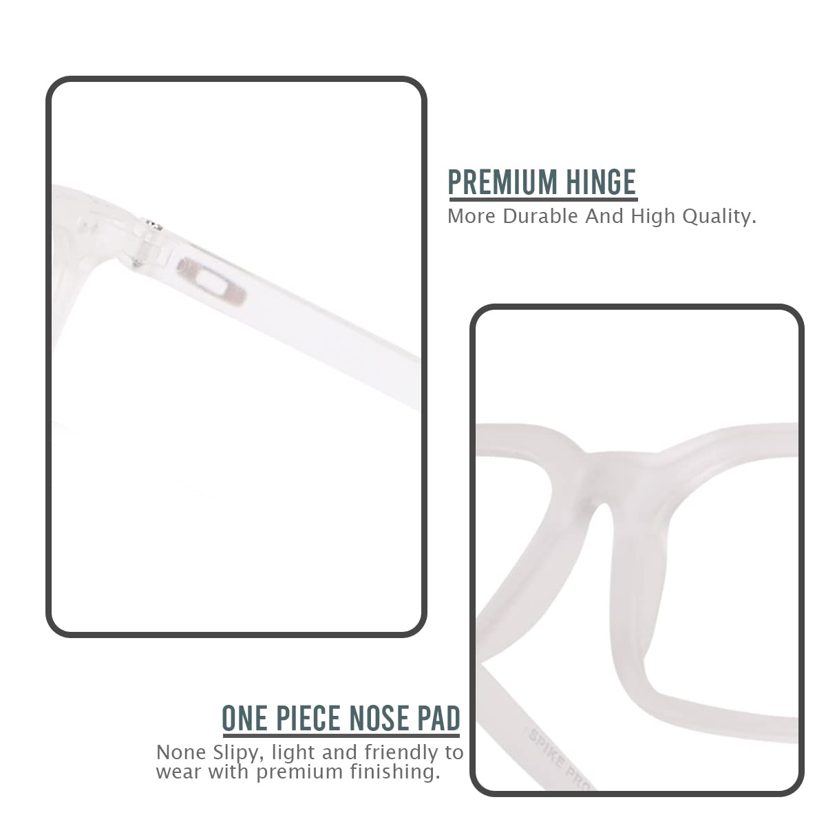 Eymen I Classic Non Prescription Clear Lens Glasses for Women Men Square Frame Eyeglasses Multiple Shades (White) - Image 5 thumbnail