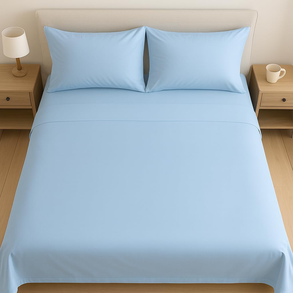 Bella Nights Microfiber Flat Sheet โ Ultra-Soft & Breathable Wrinkle-Resistant Shrink & Fade Resistant Durable & Easy Care Bedding Sheet (Sky Blue, Super King)