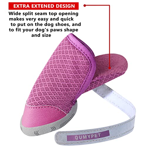 Qumy 2Pcs Small Dog Shoes For Hot Pavement Summer Puppy Dog Boots With Reflective Strip Soft Comfortable Anti-Slip Rubber Sole Purple Size 2 #TOP4