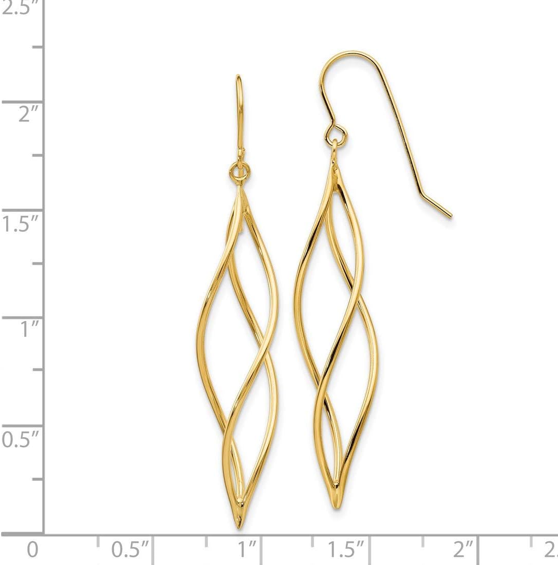 Polished Twisted Shepherd Hook Dangle Earrings in Real 14k Gold - Image 3