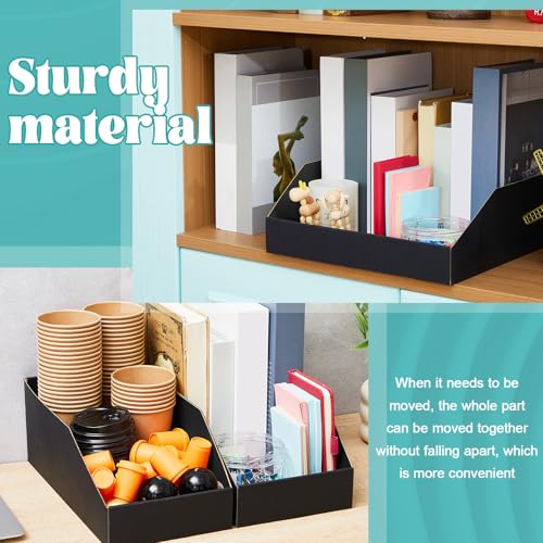 Image of Fuyoooo 30 Pack 12 x 4 /6 /8 x 4.5 Inches Cardboard Storage Bins Open Top Bin Boxes Black Corrugated Shelf Organizer Bins for Pantry, Parts, Garage, Snacks, Bottles, Cans or Warehouse Home Cubby