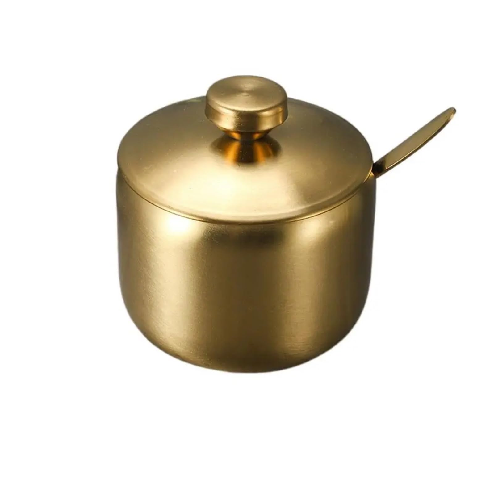 HYFEUOKF Sugar Bowl With Spoon Lid Stainless Steel Small Condiment Container Large Capacity Seasoning Pot Kitchen Spices Jar(Gold,250ml)