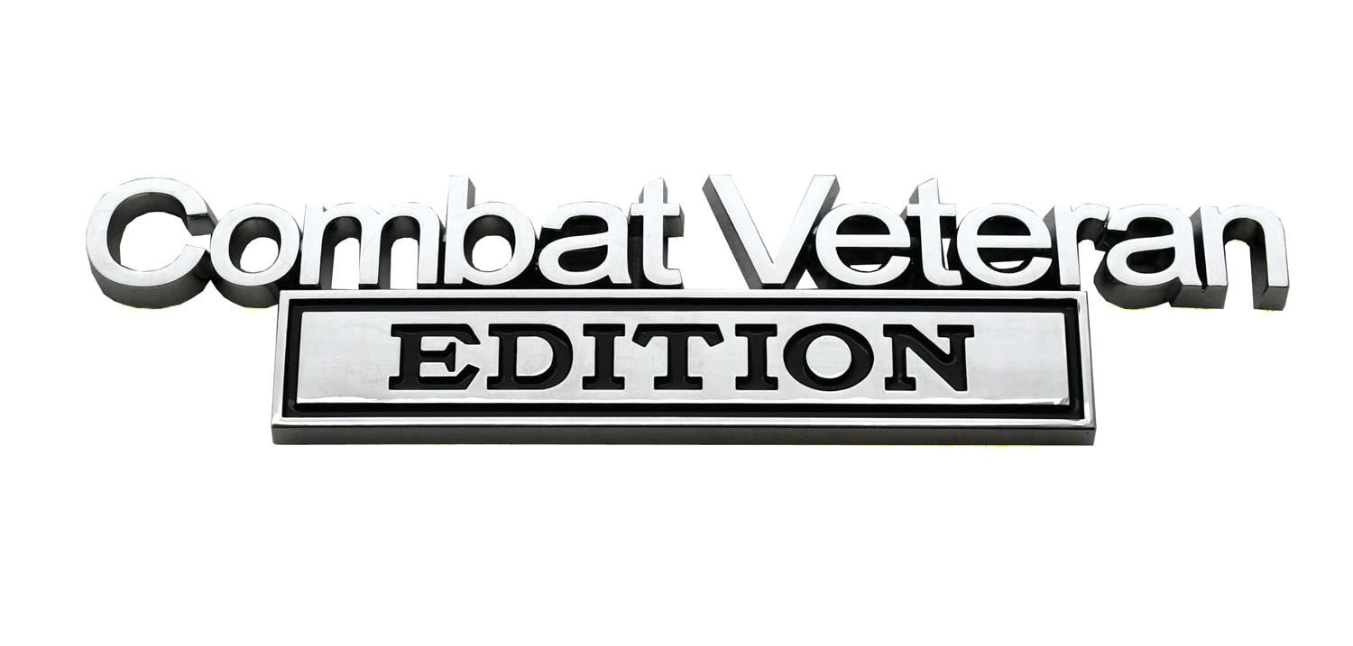 1pc Combat Veteran Edition Emblems 3D Raised Decals Exterior Truck Stickers Fender Veteran Badges Replacement for F150 F250 F350 Chevy Silverado 1500 2500 Chevrolet C10 C15 (Chrome)