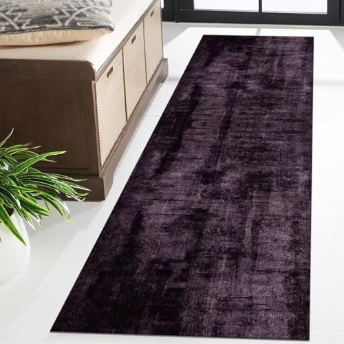 Tapis de sol abstrait violet foncé noir design pour chambre - 3