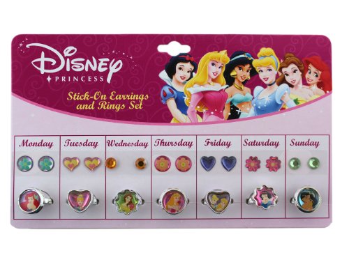 Boucles d'oreilles autocollantes Disney Princesses bijoux fantaisie et bagues fille