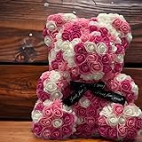 Large 16 Inch Rose Bear | Best Gift for Mom Luxury Rose Bear | Best Set | Mother Present | Rose Flower Bear Mom Gifts Set | Unique Mom Gift | Large Rose Petal Bear