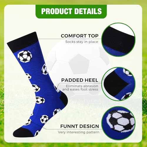 Ficerd 10 pares de meias esportivas com tema esportivo, unissex, para amantes de futebol, presentes